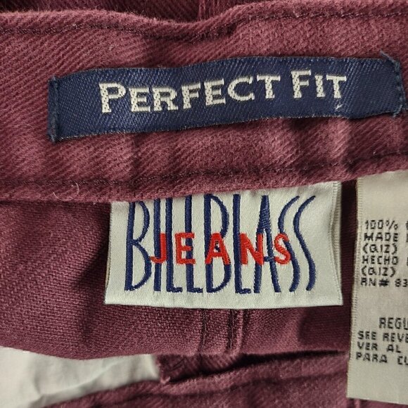 Bill Blass Women's Perfect Fit 100% Cotton Five Pocket Burgundy Jeans Size 16 - Picture 9 of 11